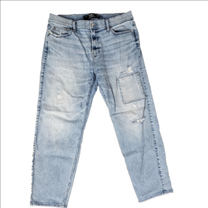 Hollister Crop Relaxed Taper Jeans Size 34x32 Distressed